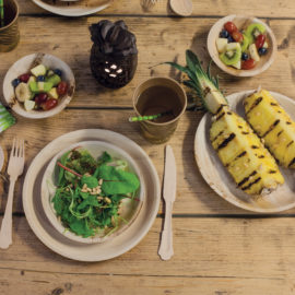 Eenmalig palmblad kom set van 8