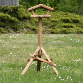 Wide bird table on pole