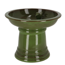 Bird bath ceramic on foot green S