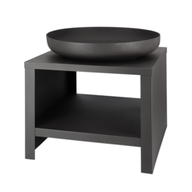 Feuerschale mit Holzfach 60 cm schwarz