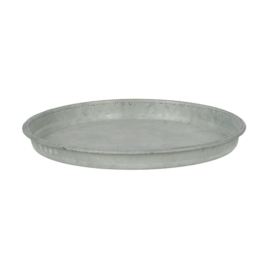 Soucoupe zinc patiné pour pot de 14 cm
