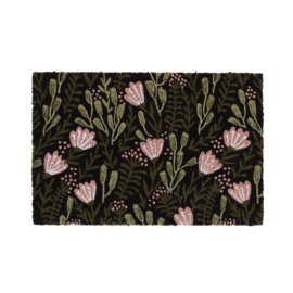 Paillasson coco floral noir M