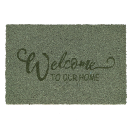 Paillasson coco "welcome" vert M