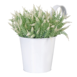 Balcony flower pot with hook round white