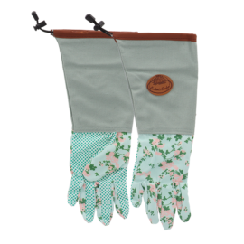 Roosprint/jute handschoen lang