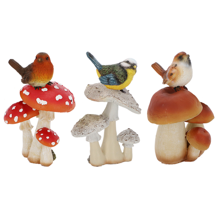 Paddenstoel met vogel S ass.