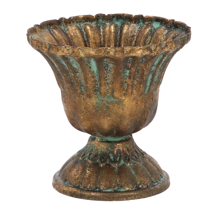 Aged Metal franse vaas hoogte 8cm