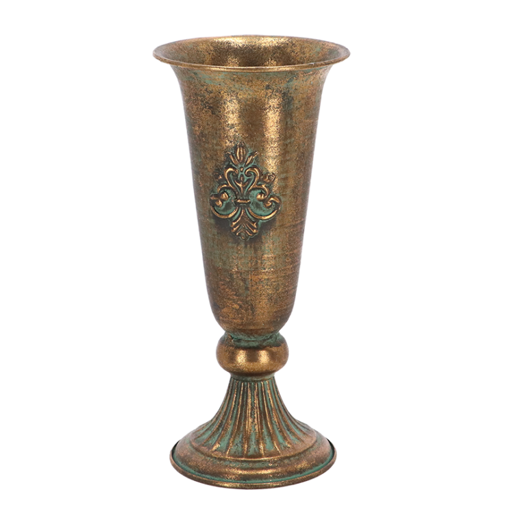 Aged Metal flower vase