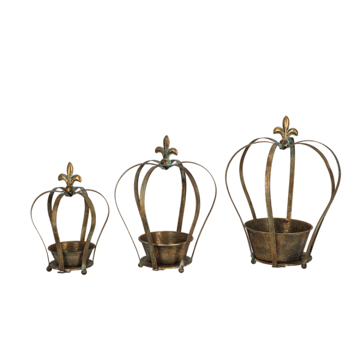 Aged Metal Pflanzgefäß Krone Set/3