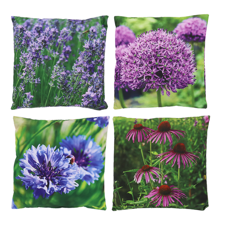 Coussin d'extérieur avec imprimé floral violet S