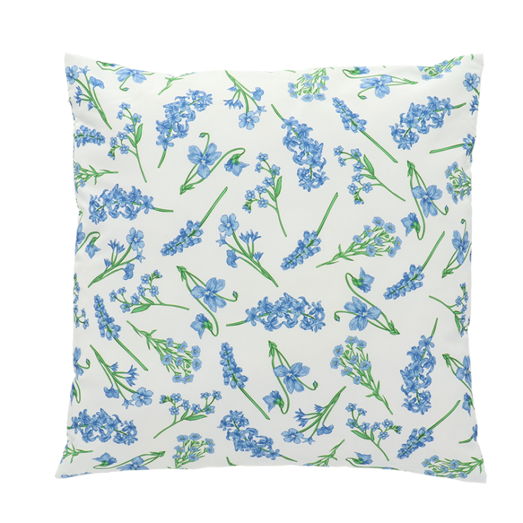Coussin extérieur fleurs bleues