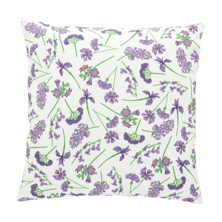 Coussin extérieur fleurs mauves