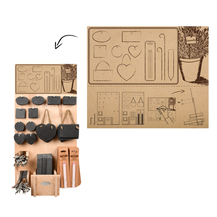 Présentoir étiquettes ardoise + acc.