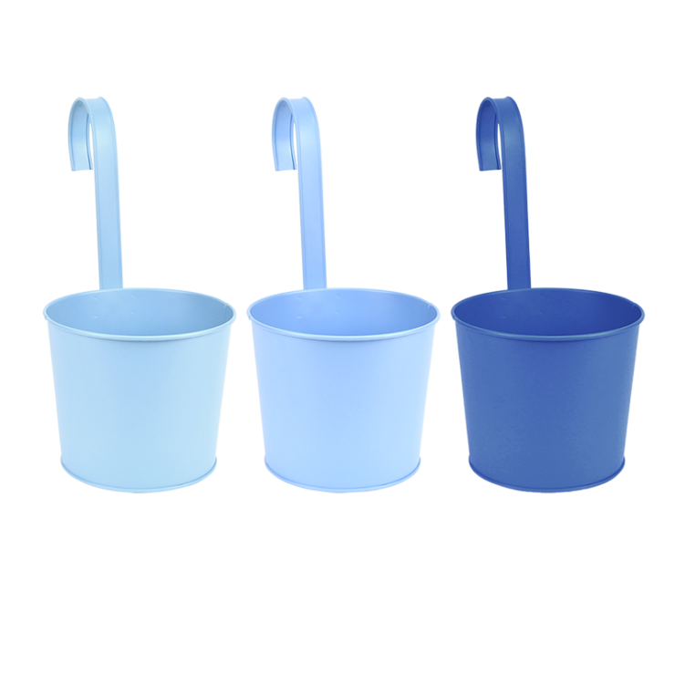 Pot à fleurs de 50 nuances de bleu avec crochet