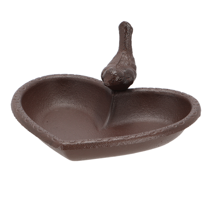 Bain d'oiseau cœur en fonte