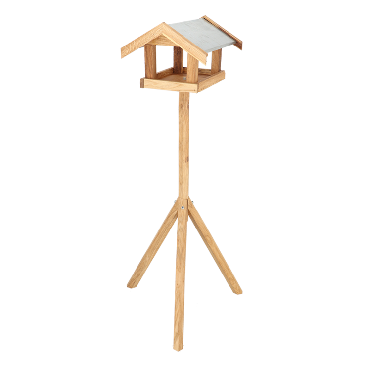 Mangeoire rectangulaire en chêne avec toit en acier