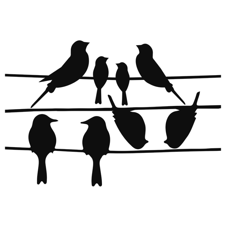 Fensteraufkleber Vögel auf Draht
