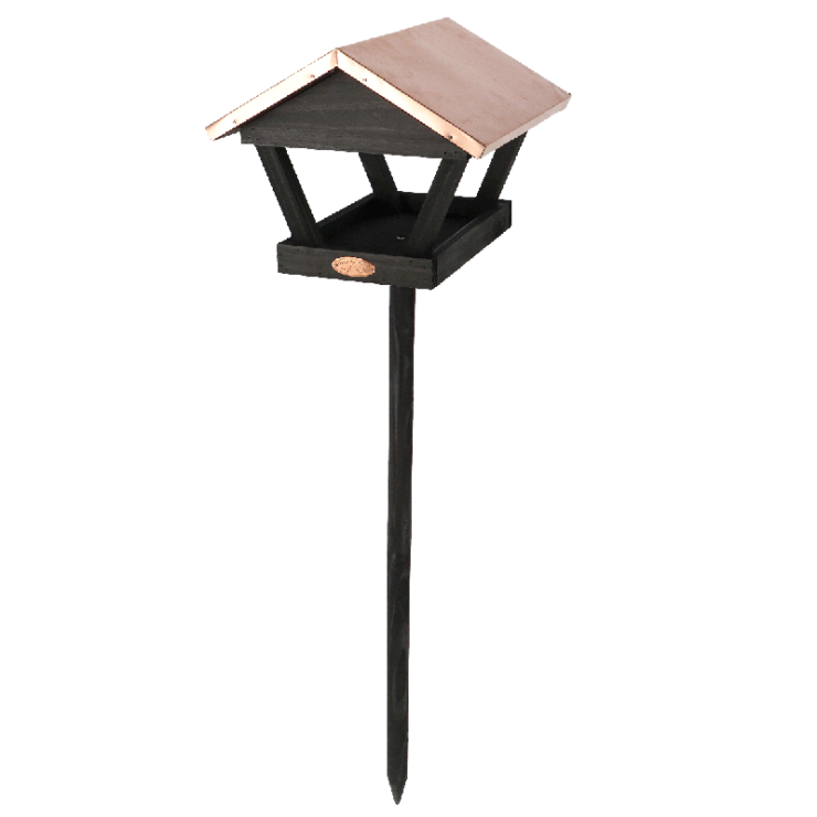 Futterhaus auf Stab schwarz Kupfer