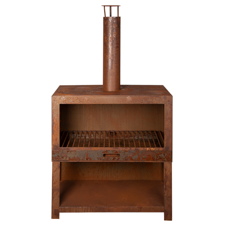 Patio heater + woodstorage rust L