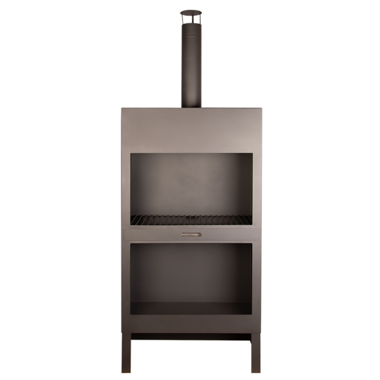 Patio heater + wood storage black XL