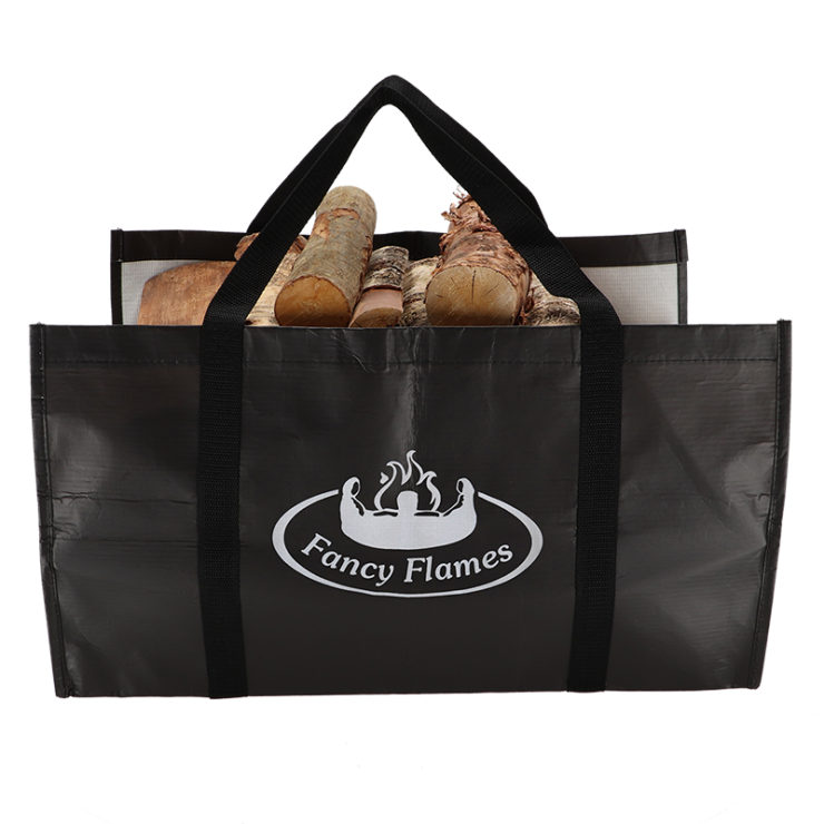 Kaminholz-Tragetasche schwarz RPET