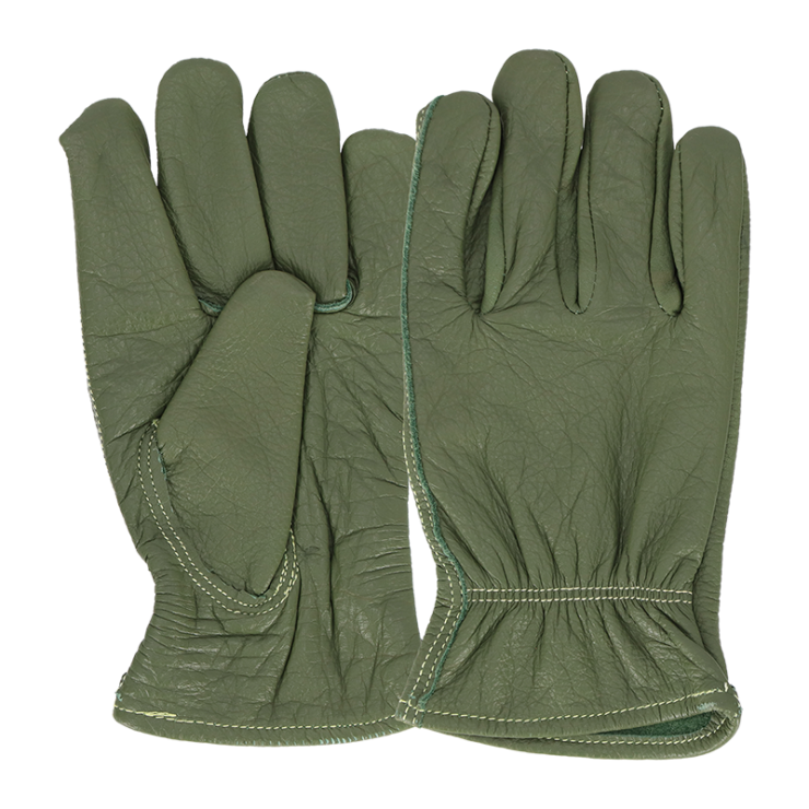 Gants en cuir de vachette vert M