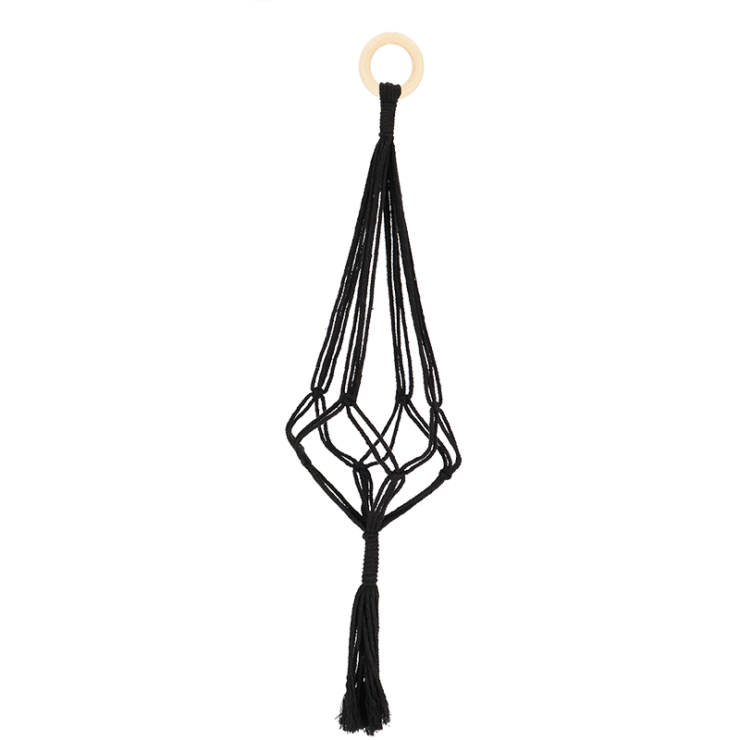 Macramé plantenhanger zwart M