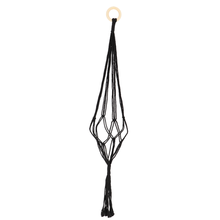 Macramé plantenhanger zwart L
