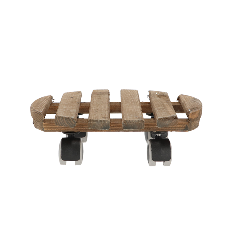 Chariot rond pour plantes d'intérieur marron