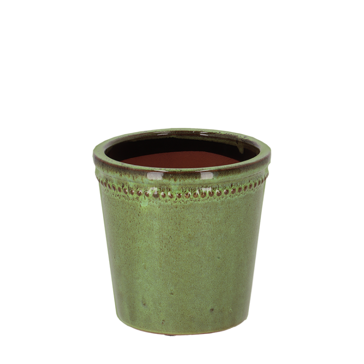 Flower pot glazed green 15cm