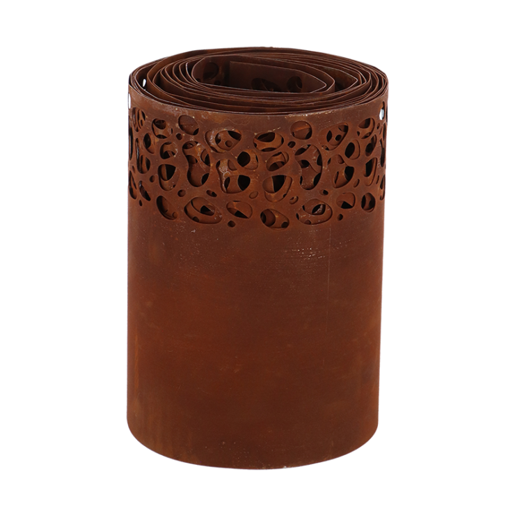 Lawn edging rust speckles rolled up