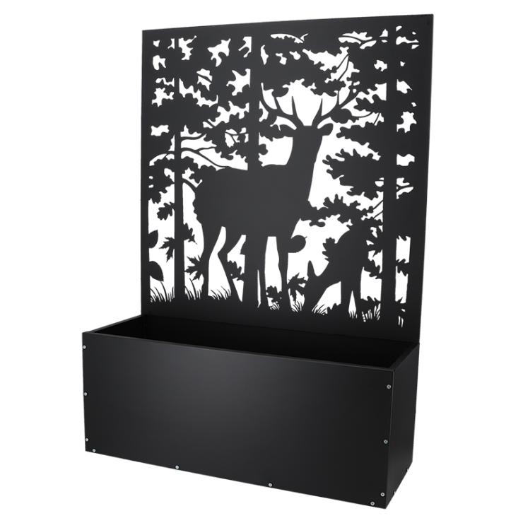 Bac à fleurs avec treillis et motif de cerf