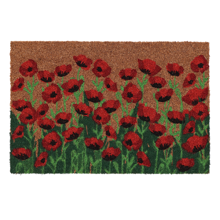 Doormat coir poppies