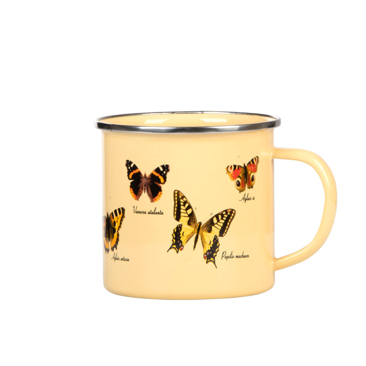 Tasse métal émaillé papillons
