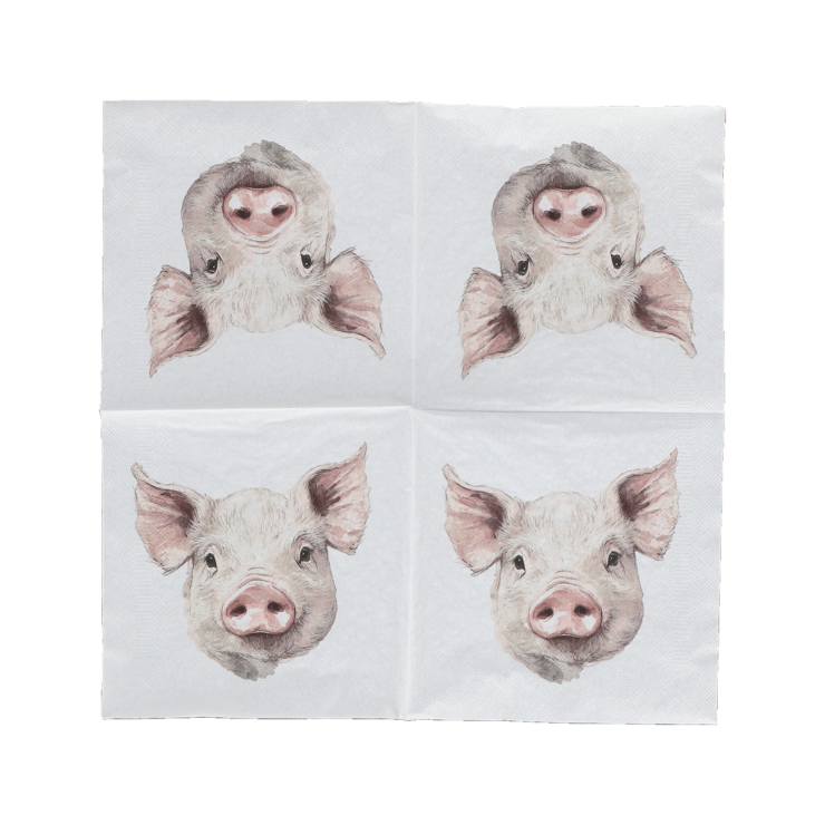 Serviette papier cochon 33x33cm