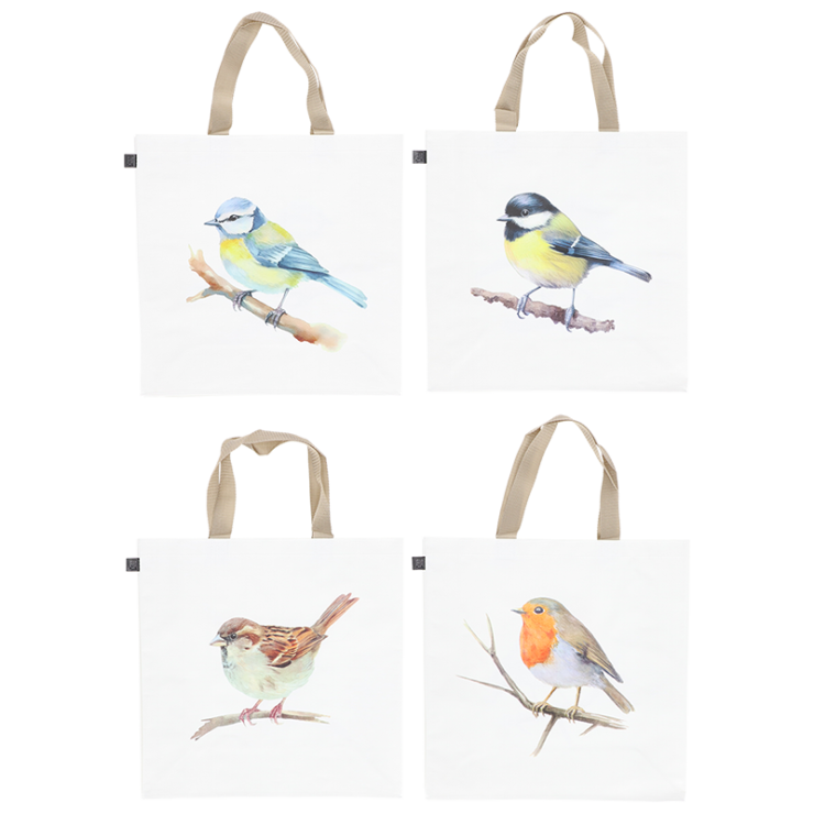 Sac de course aquarelle oiseaux ass