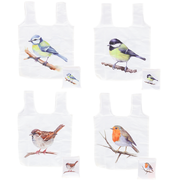 Opvouwbare tas aquarel vogel ass.