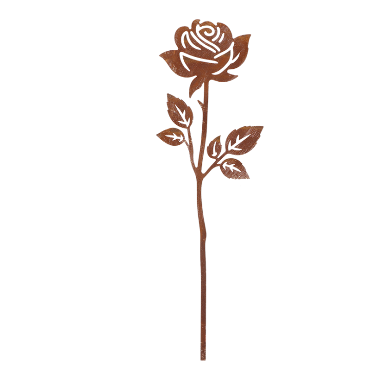 Rouille, tuteur fleur rose