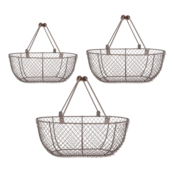 Draadmanden bruin set van 3